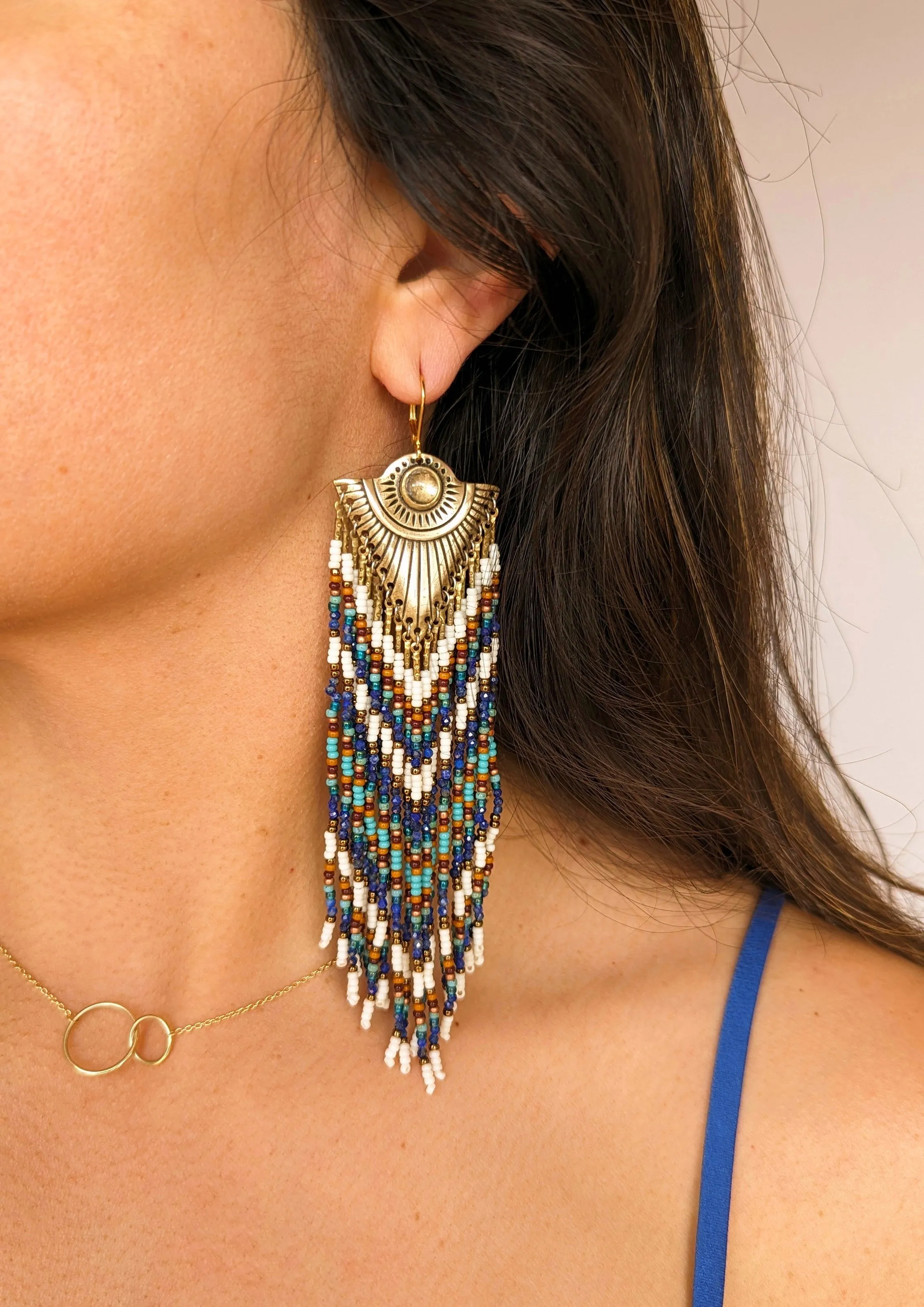 Haaland New Mexico Lapis Beaded Earrings
