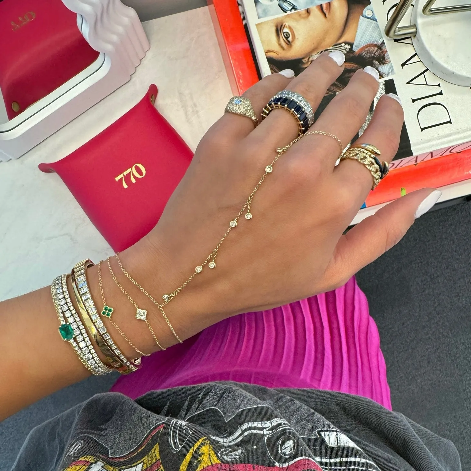 Half Baguettes Half Solid Split Bangle