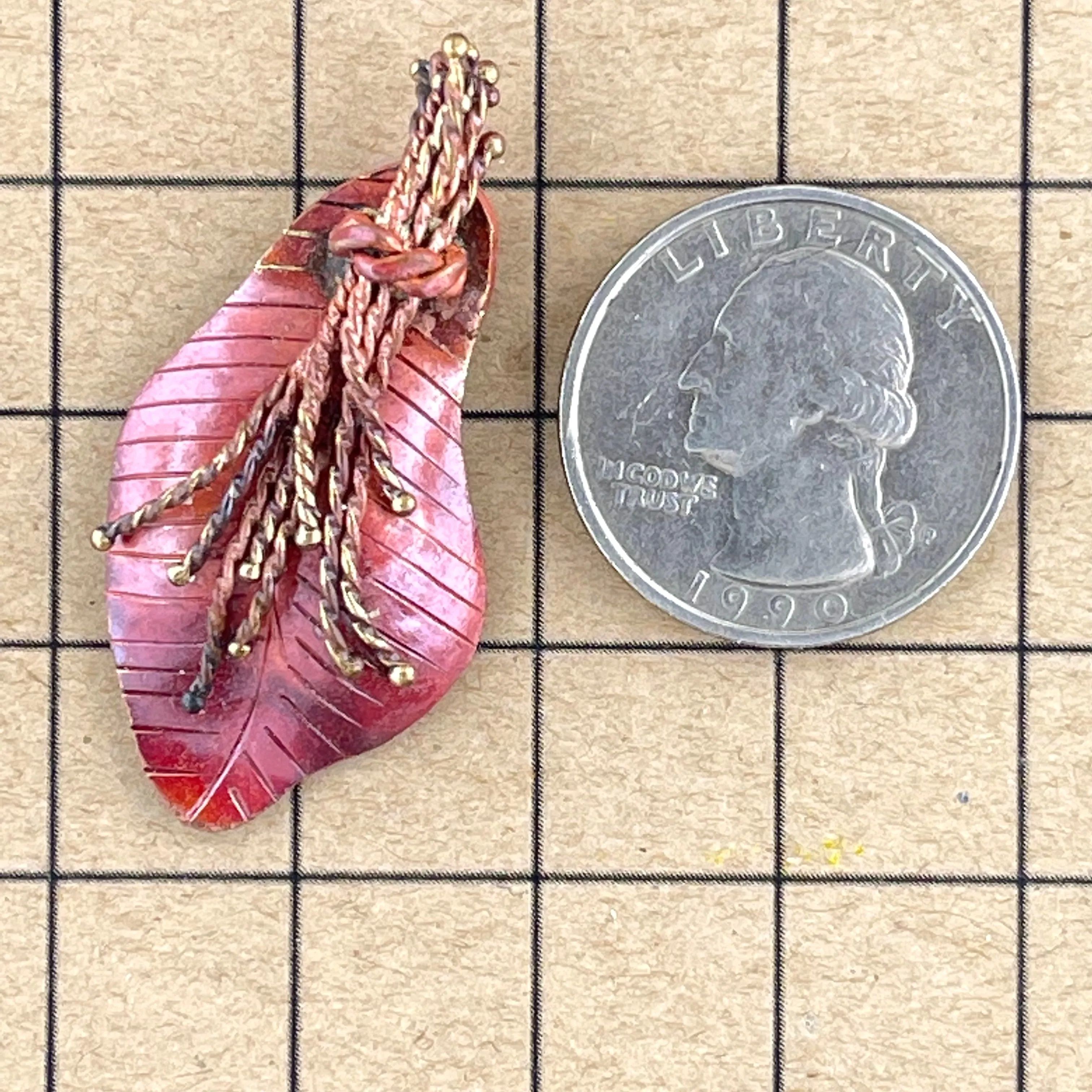 Handcrafted Copper & Mixed Metal Flower  Pendant