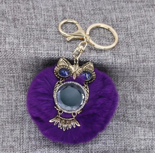 Hang Bag Lovely Ball Keychain The Owl Car Accessories Fashion Lady Metal Key Chain Creative Tide