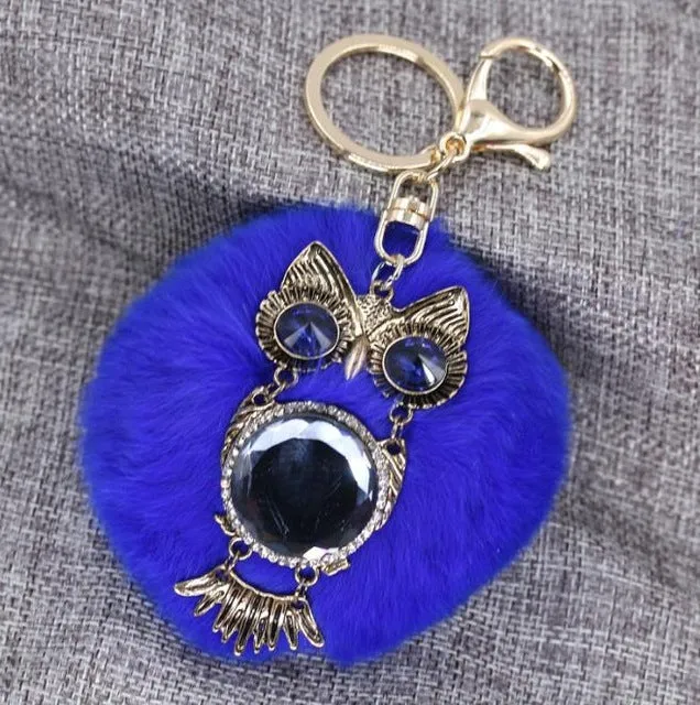 Hang Bag Lovely Ball Keychain The Owl Car Accessories Fashion Lady Metal Key Chain Creative Tide