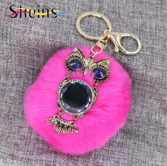 Hang Bag Lovely Ball Keychain The Owl Car Accessories Fashion Lady Metal Key Chain Creative Tide
