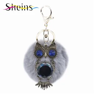 Hang Bag Lovely Ball Keychain The Owl Car Accessories Fashion Lady Metal Key Chain Creative Tide
