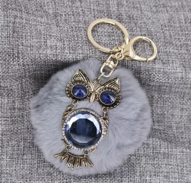 Hang Bag Lovely Ball Keychain The Owl Car Accessories Fashion Lady Metal Key Chain Creative Tide
