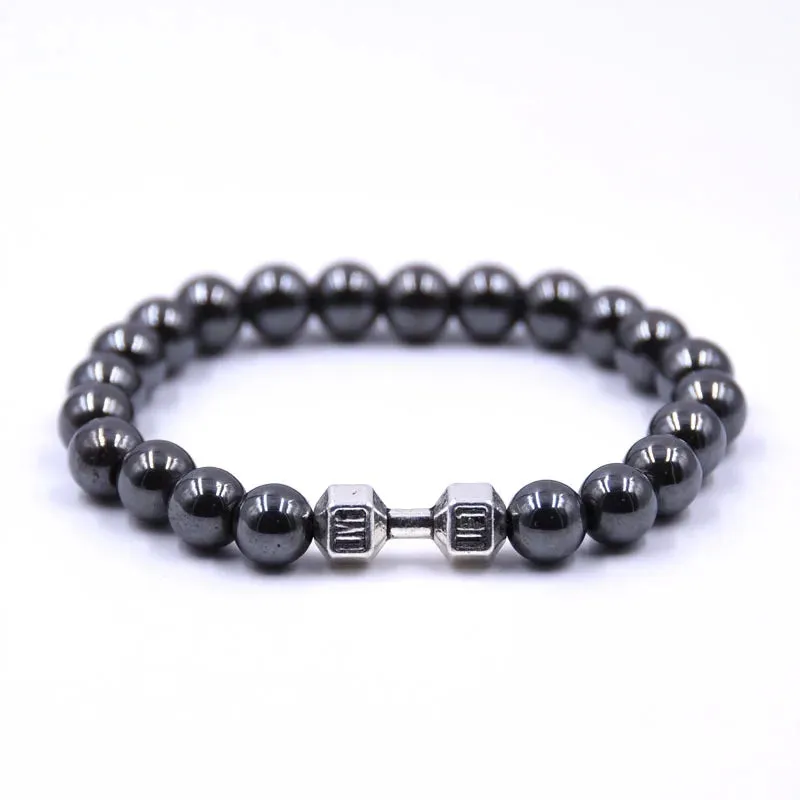 Hematite Bracelets Hommes Handmade Black Arrow Symbol Stone Beads Engery Yoga Mala Bracelet Men Pulsera Hombre