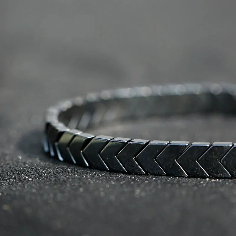 Hematite Bracelets Hommes Handmade Black Arrow Symbol Stone Beads Engery Yoga Mala Bracelet Men Pulsera Hombre
