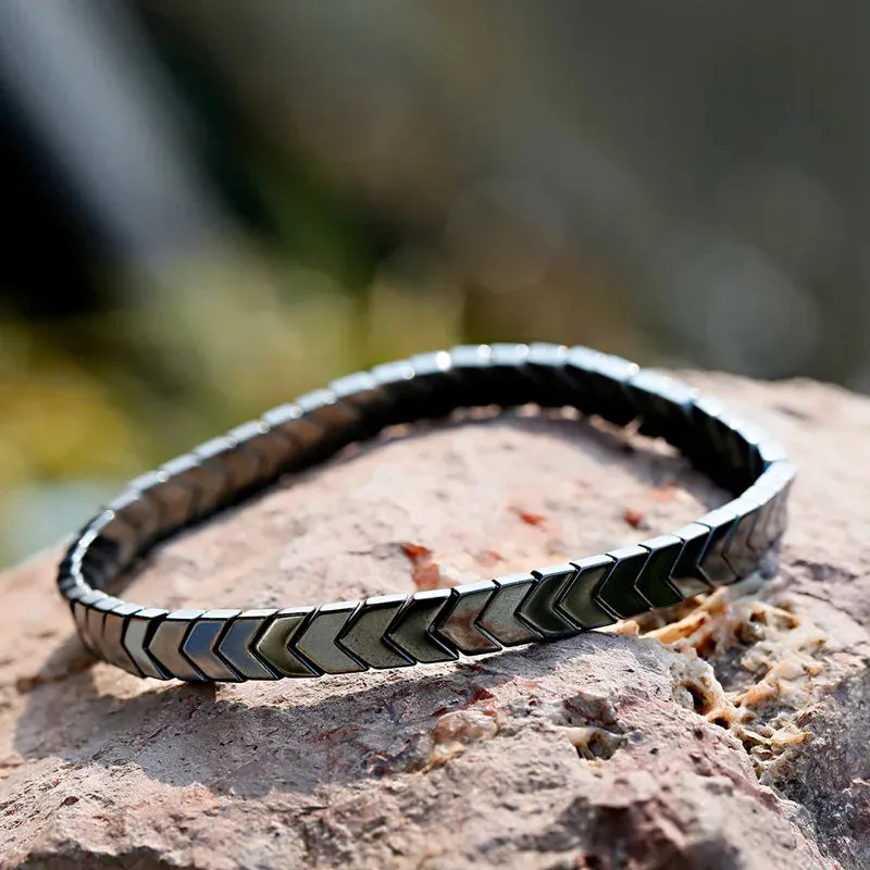 Hematite Bracelets Hommes Handmade Black Arrow Symbol Stone Beads Engery Yoga Mala Bracelet Men Pulsera Hombre