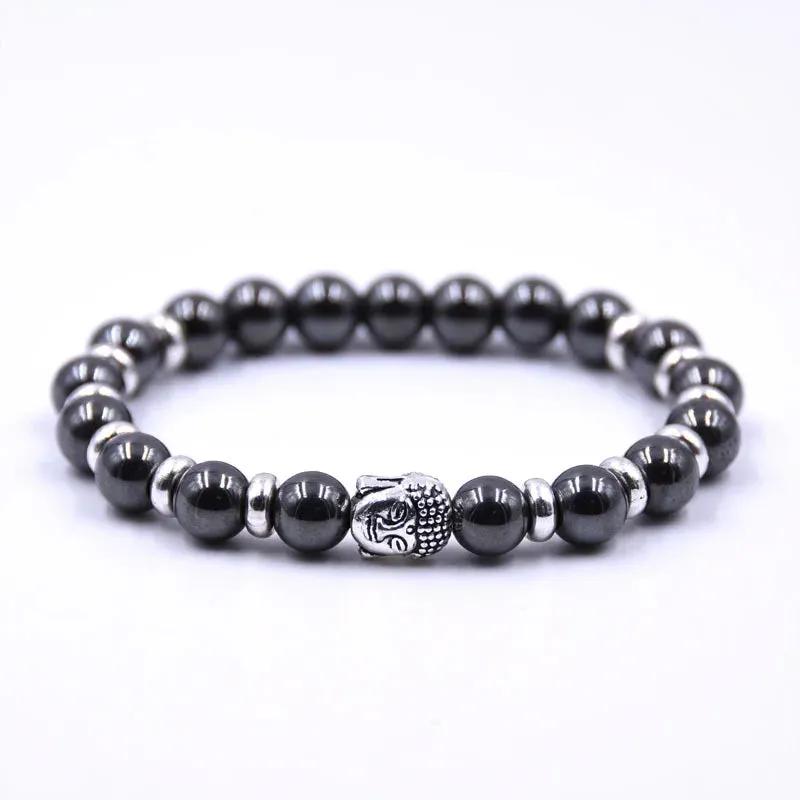 Hematite Bracelets Hommes Handmade Black Arrow Symbol Stone Beads Engery Yoga Mala Bracelet Men Pulsera Hombre