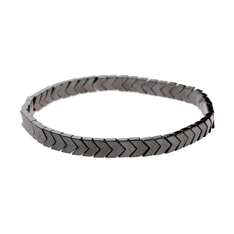 Hematite Bracelets Hommes Handmade Black Arrow Symbol Stone Beads Engery Yoga Mala Bracelet Men Pulsera Hombre