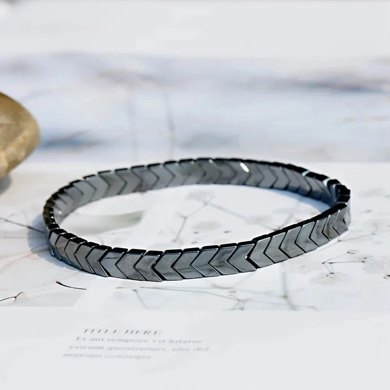 Hematite Bracelets Hommes Handmade Black Arrow Symbol Stone Beads Engery Yoga Mala Bracelet Men Pulsera Hombre