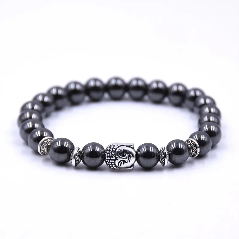 Hematite Bracelets Hommes Handmade Black Arrow Symbol Stone Beads Engery Yoga Mala Bracelet Men Pulsera Hombre