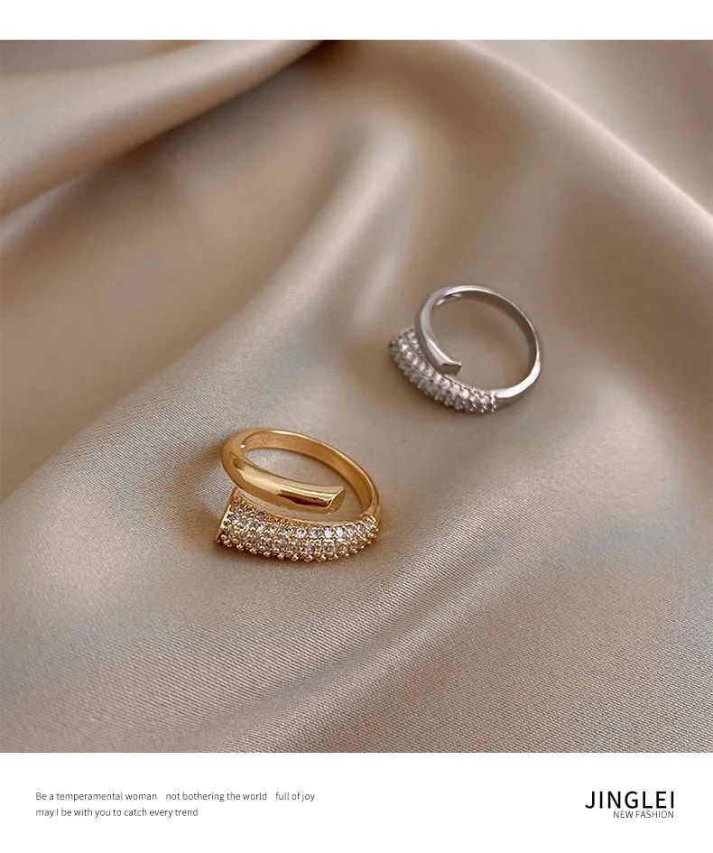 High Sense Creative Metal Gold Zircon Open Rings For Woman