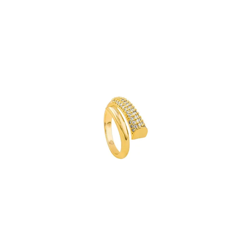 High Sense Creative Metal Gold Zircon Open Rings For Woman
