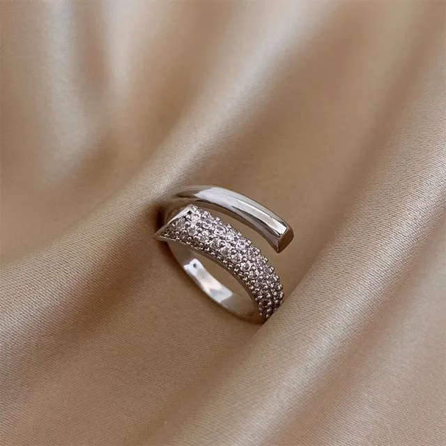 High Sense Creative Metal Gold Zircon Open Rings For Woman