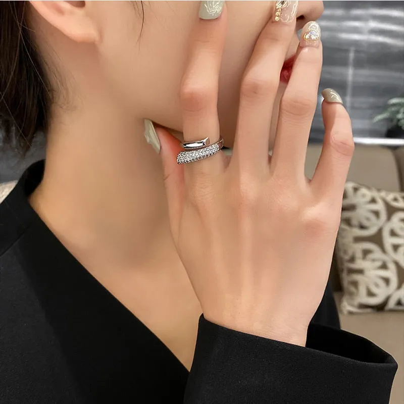 High Sense Creative Metal Gold Zircon Open Rings For Woman