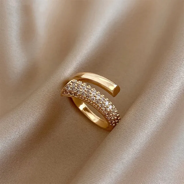 High Sense Creative Metal Gold Zircon Open Rings For Woman