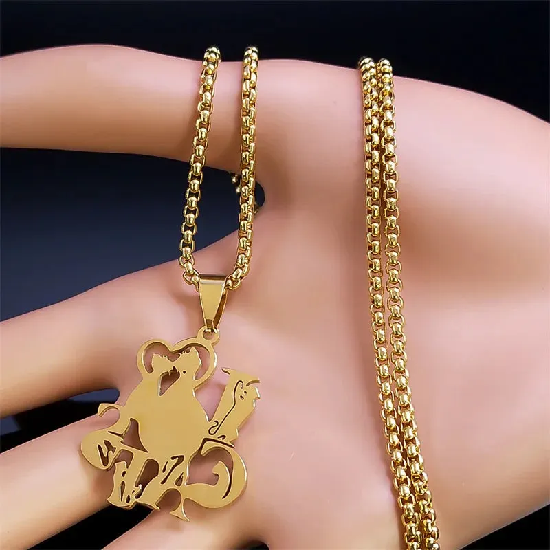 I love Cats Pendant Necklace for Women Men Stainless Steel Gold Color Animal Cat Chain Necklaces
