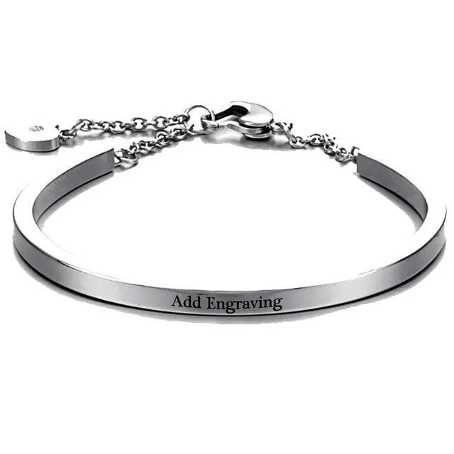ID Bangles Personalised Gifts For Women Commemorate Engrave Name Stainless Steel Bracelets & Bangles