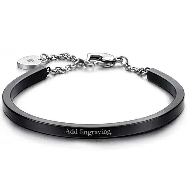 ID Bangles Personalised Gifts For Women Commemorate Engrave Name Stainless Steel Bracelets & Bangles