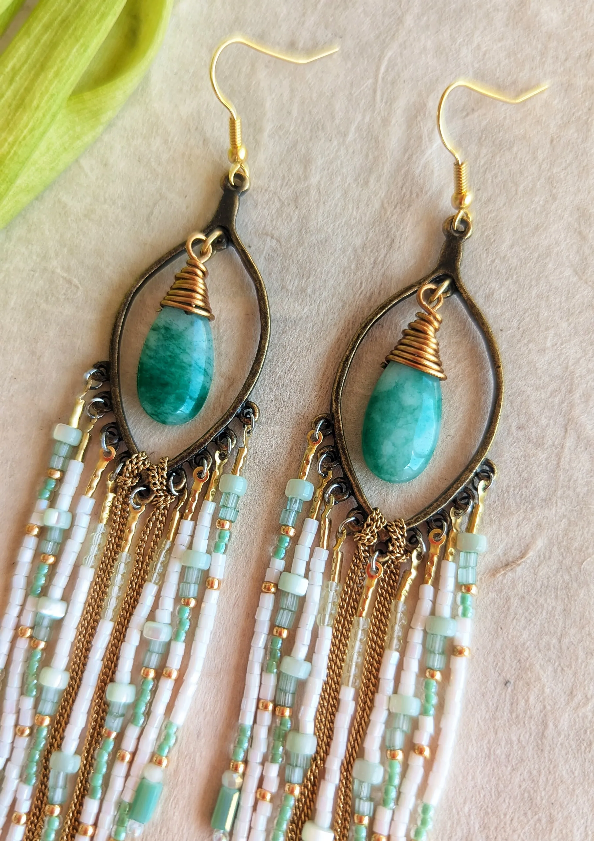 Jade & Orchids Beaded Earrings
