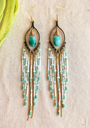 Jade & Orchids Beaded Earrings