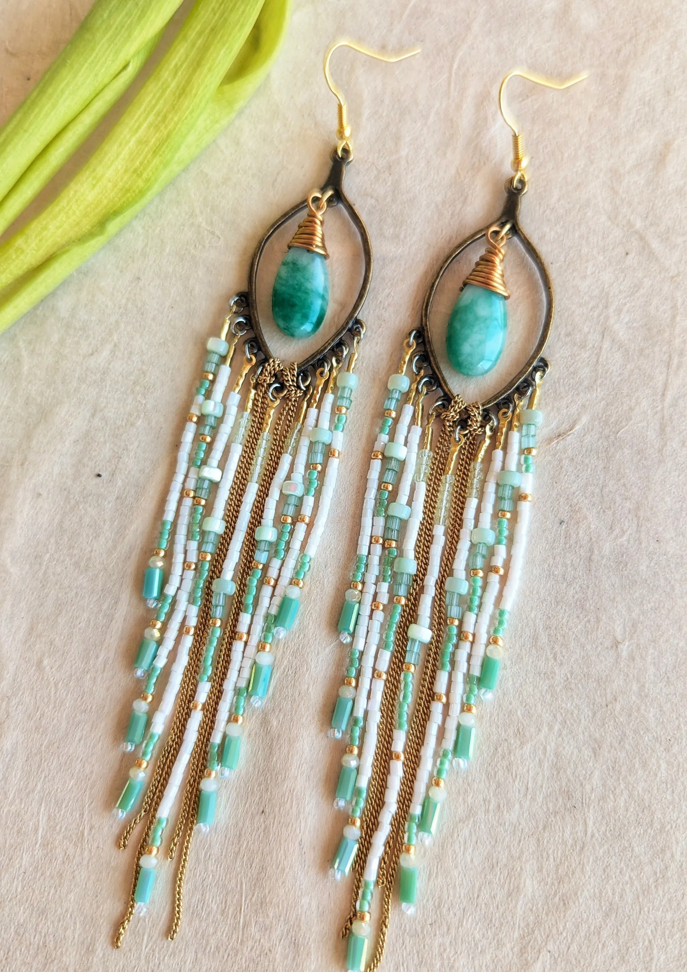 Jade & Orchids Beaded Earrings