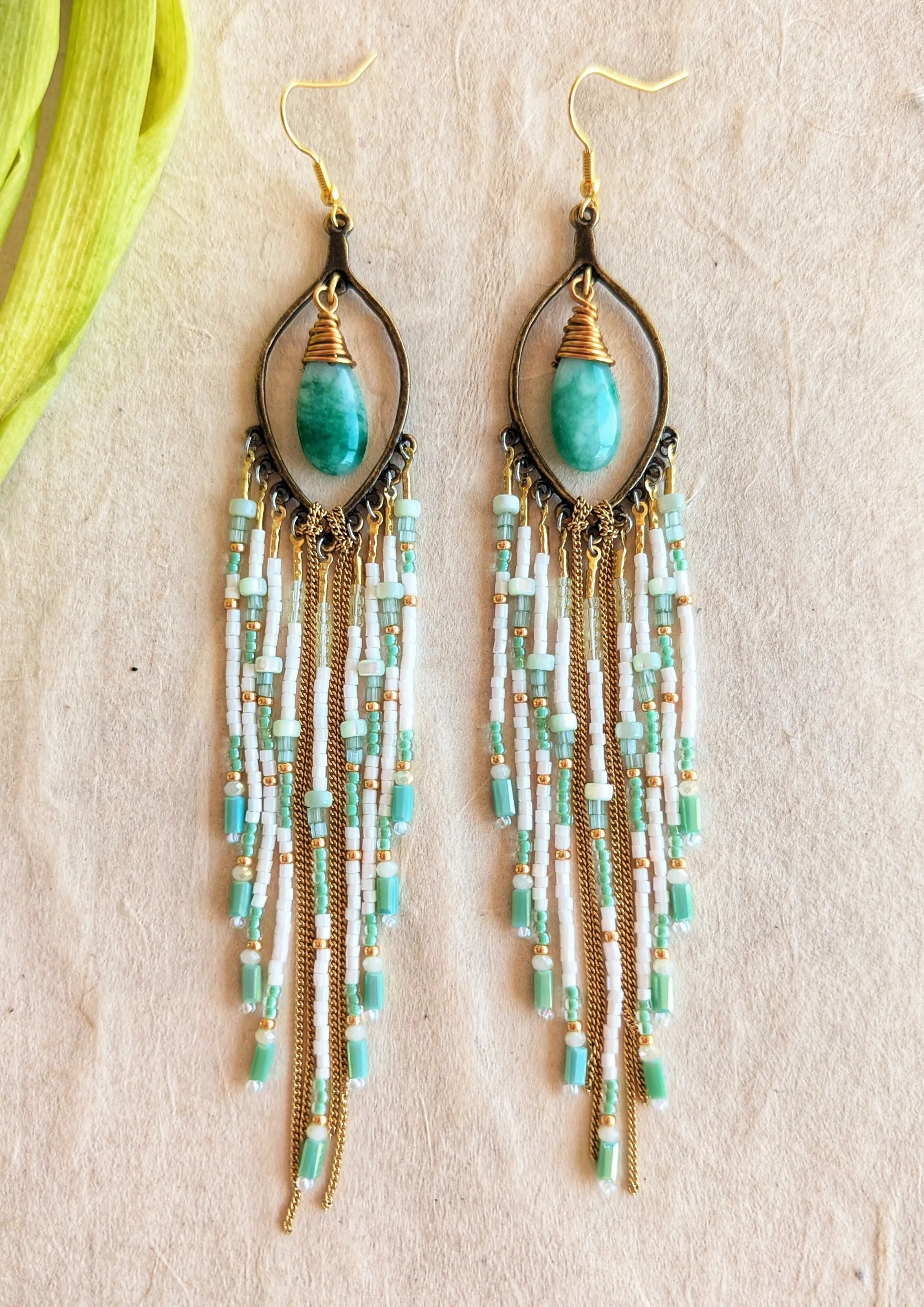 Jade & Orchids Beaded Earrings