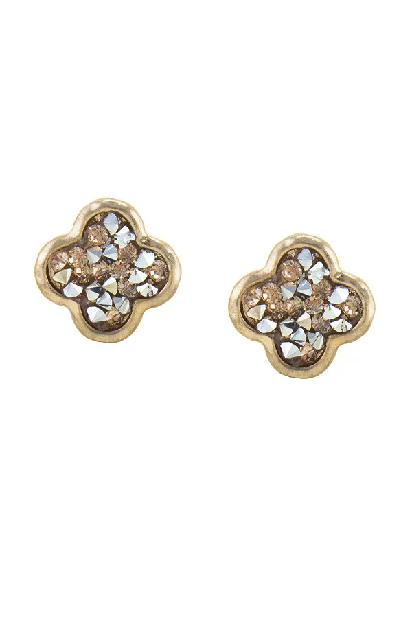 Jan Crushed Druzy Clover Stud Earrings