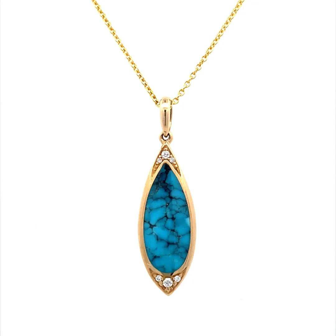 Kabana Yellow Gold Turquoise and Diamond Gemstone Pendants GPIF163TKS-CH