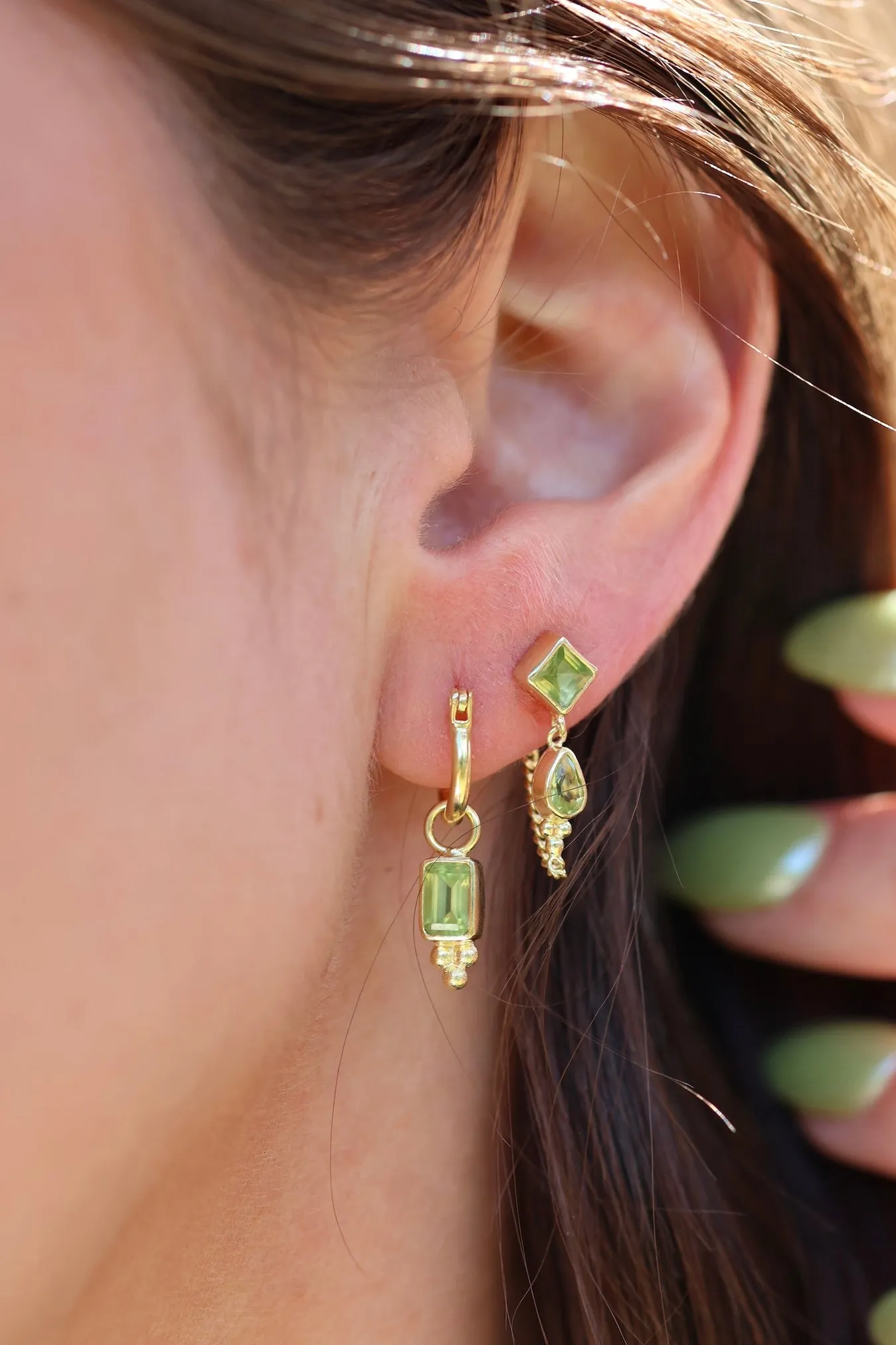 Kalani  Gold Peridot Studs Earrings