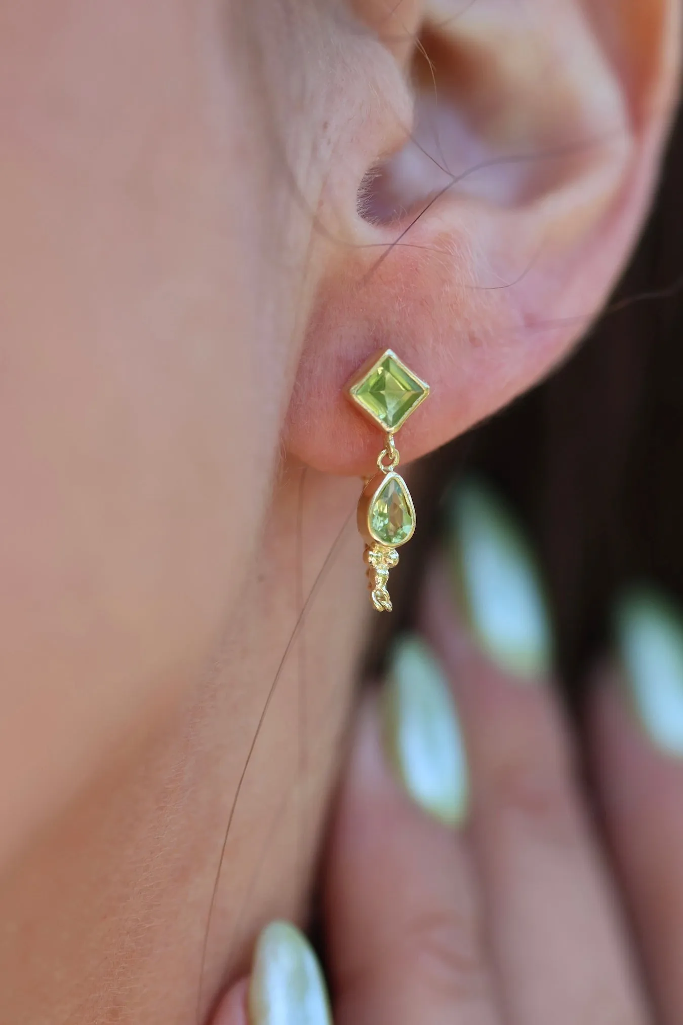 Kalani  Gold Peridot Studs Earrings