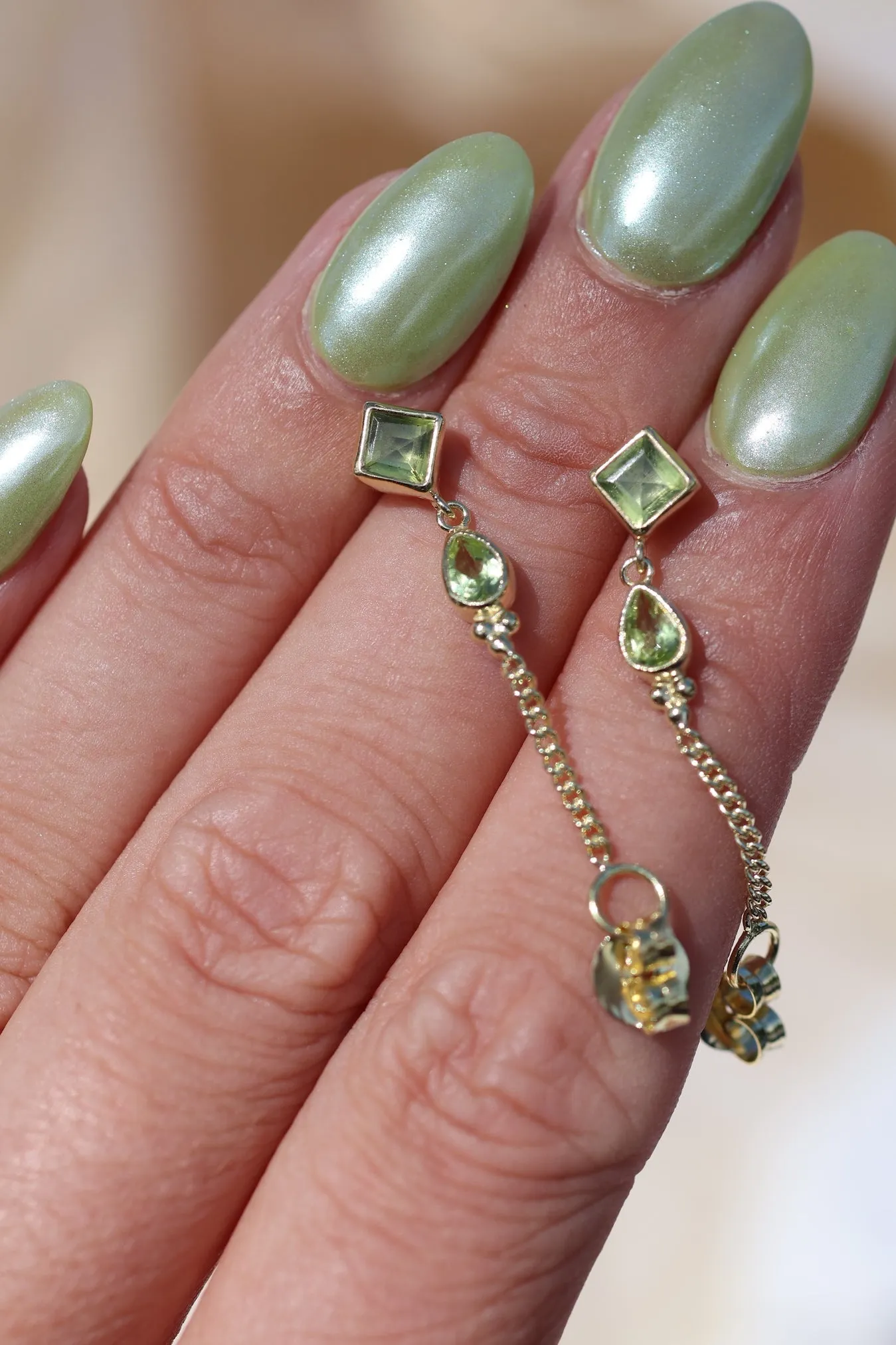Kalani  Gold Peridot Studs Earrings
