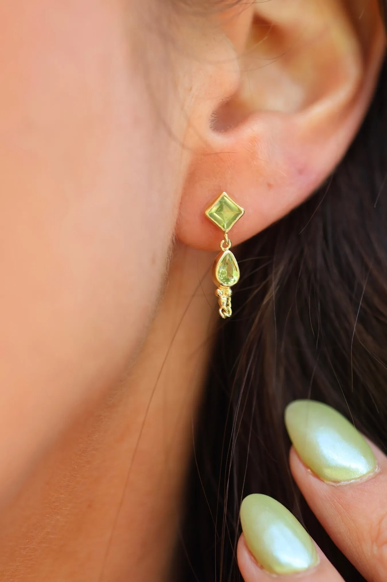 Kalani  Gold Peridot Studs Earrings
