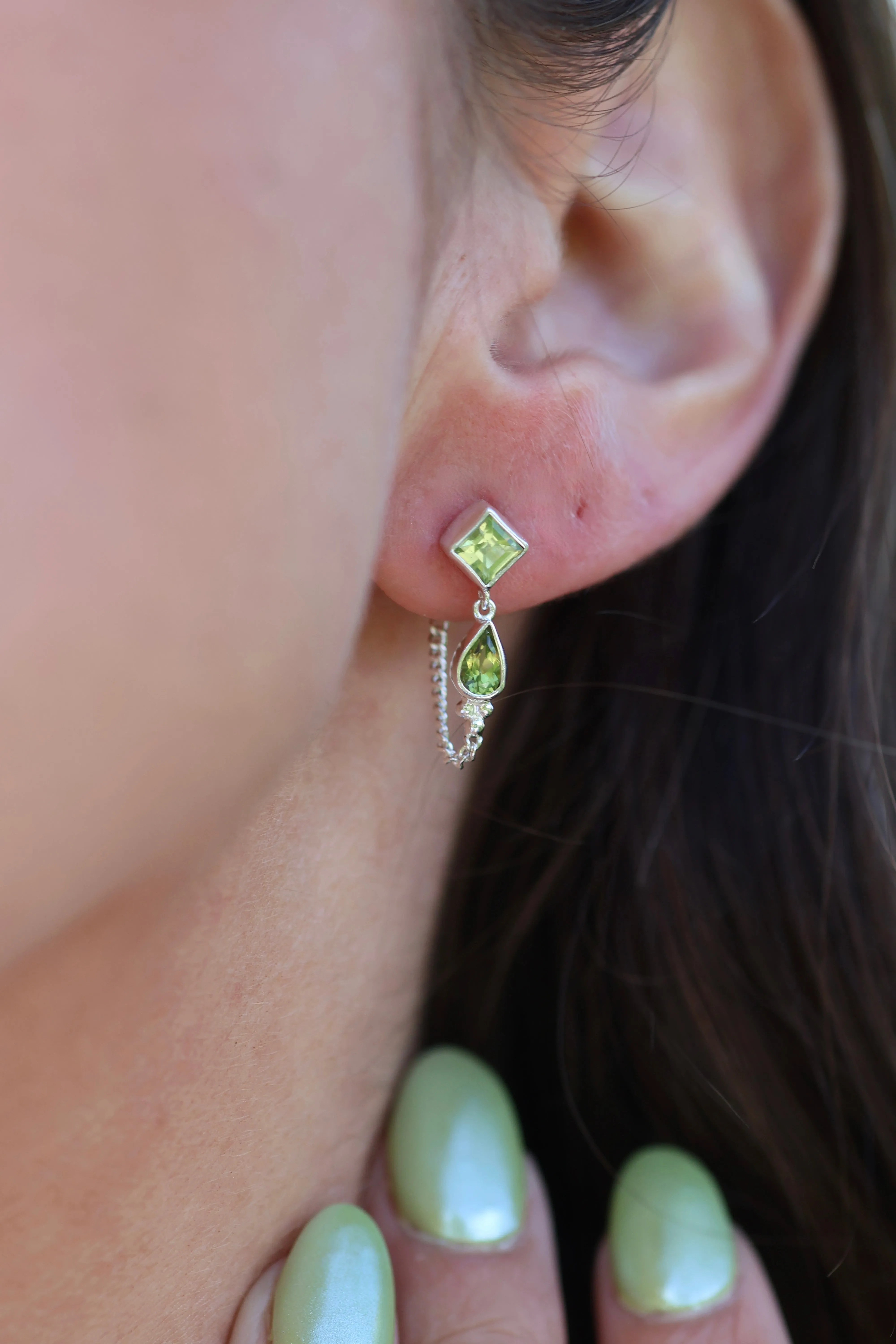 Kalani Sterling Silver Peridot Studs Earrings