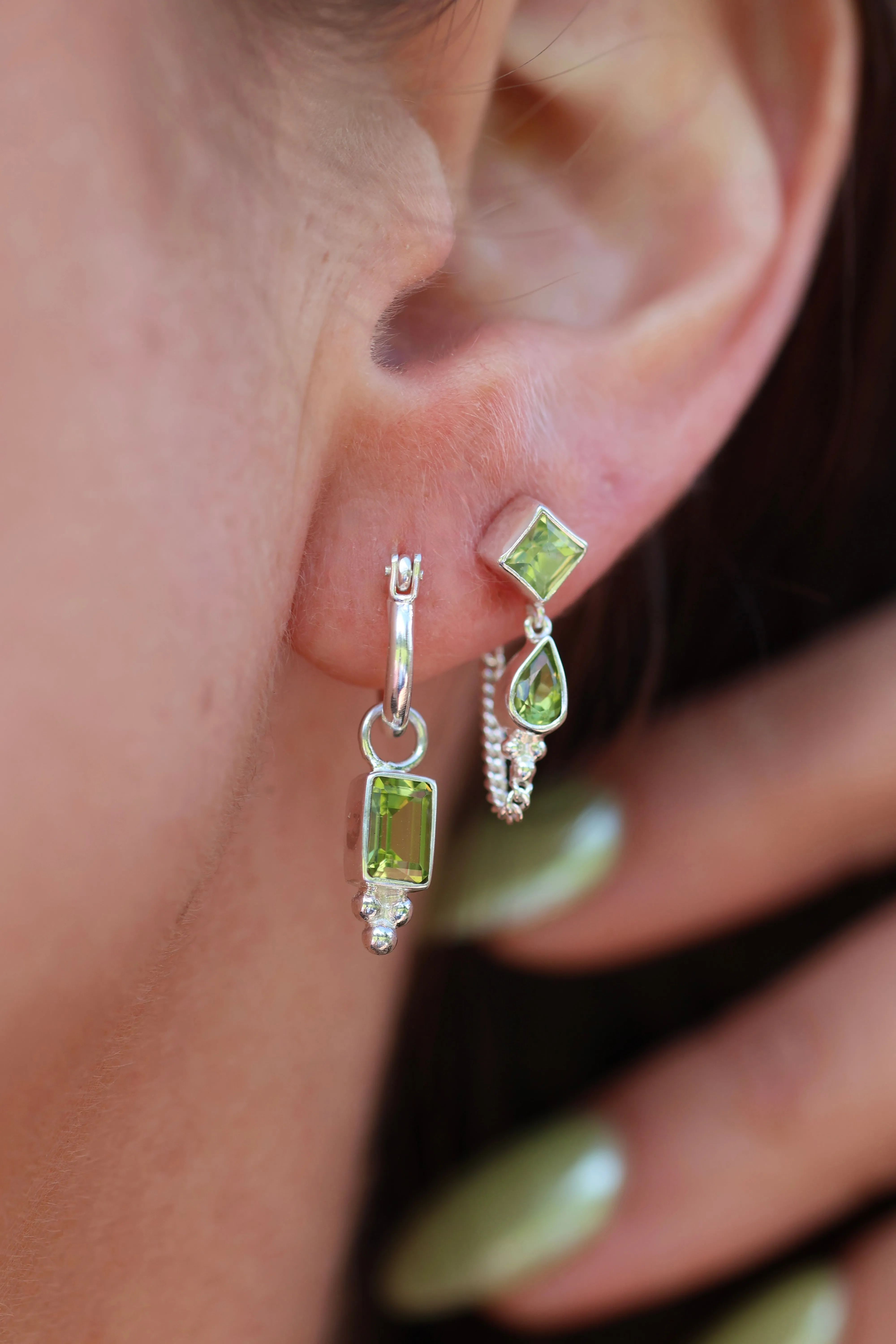 Kalani Sterling Silver Peridot Studs Earrings