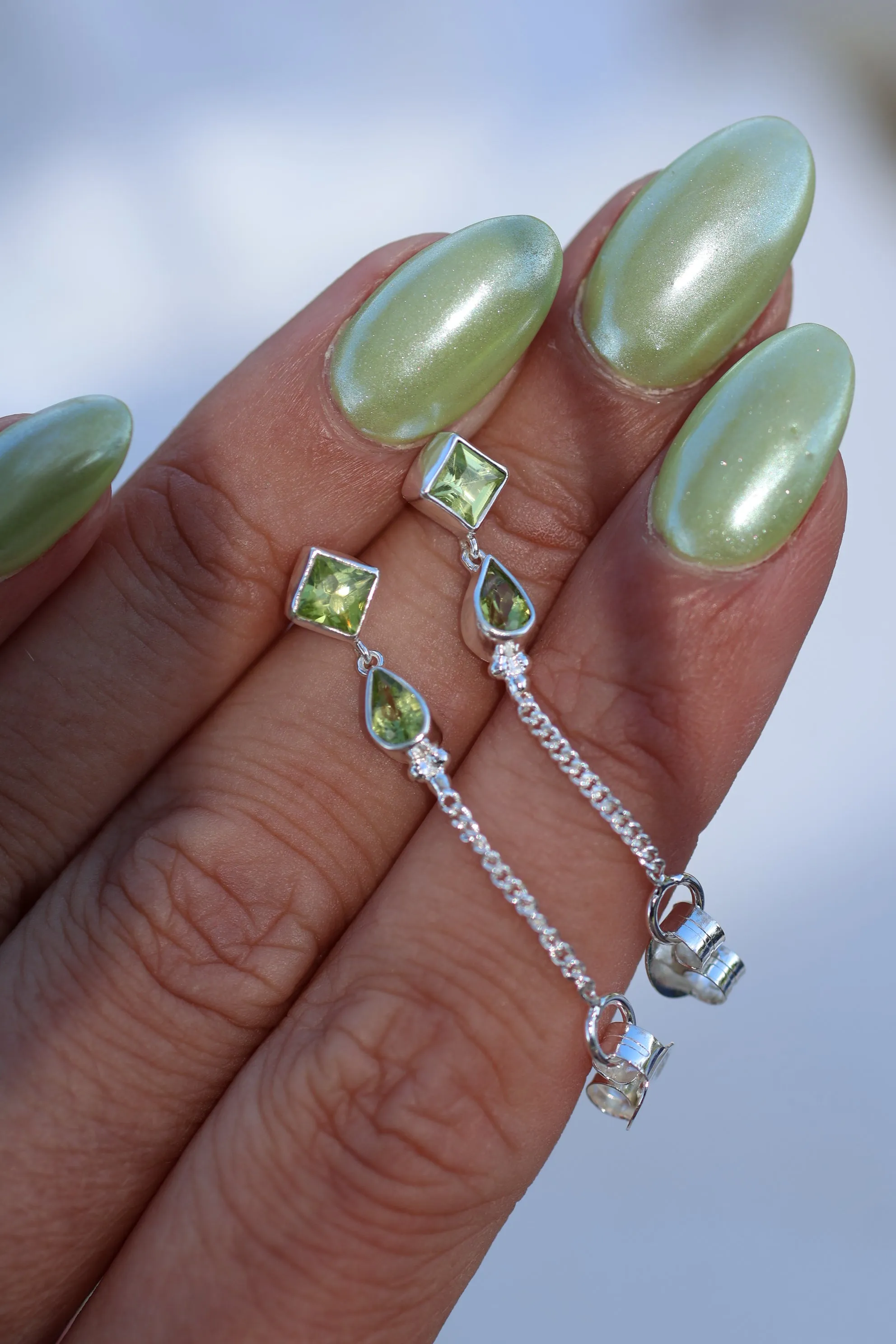 Kalani Sterling Silver Peridot Studs Earrings