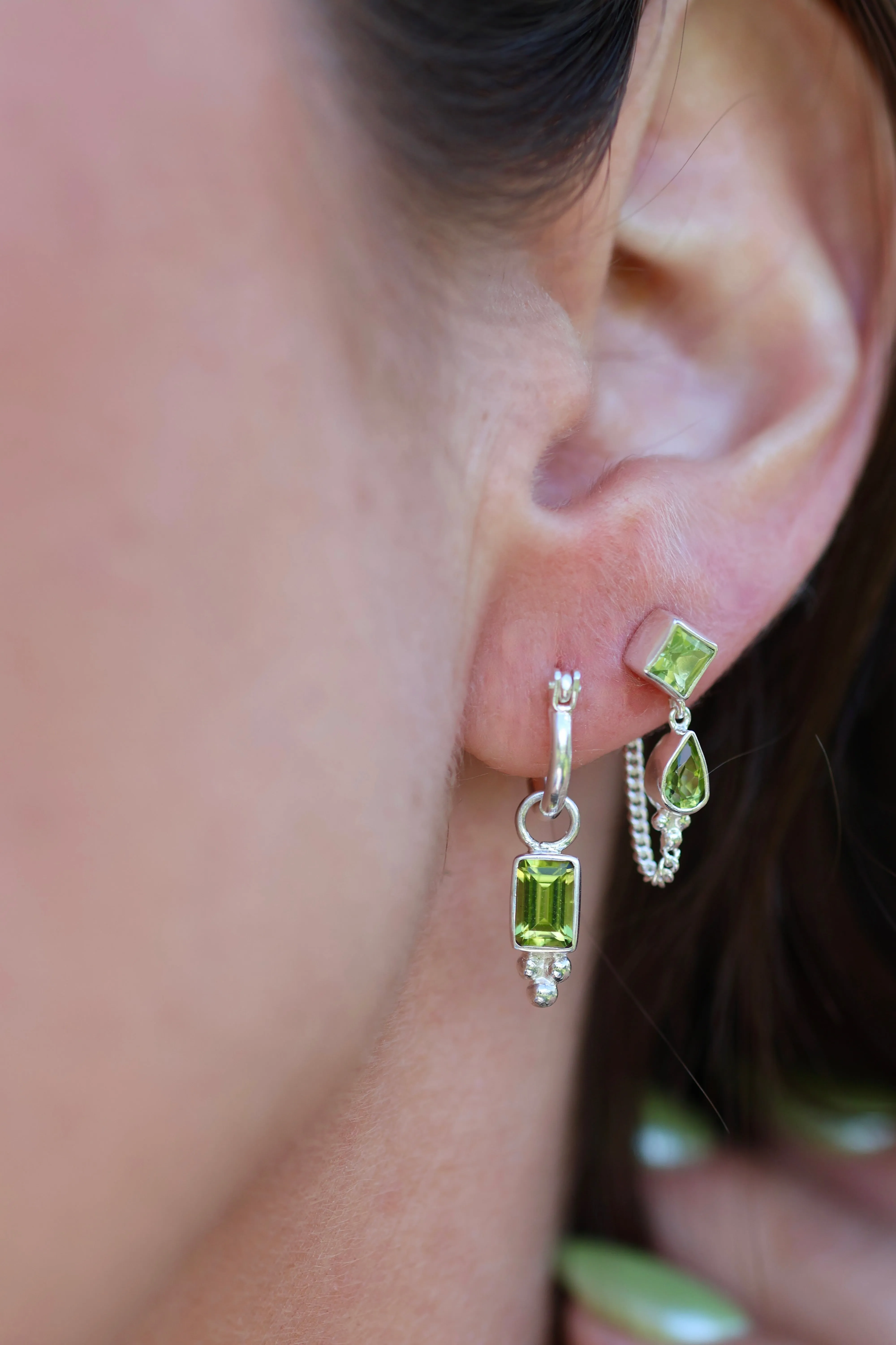 Kalani Sterling Silver Peridot Studs Earrings