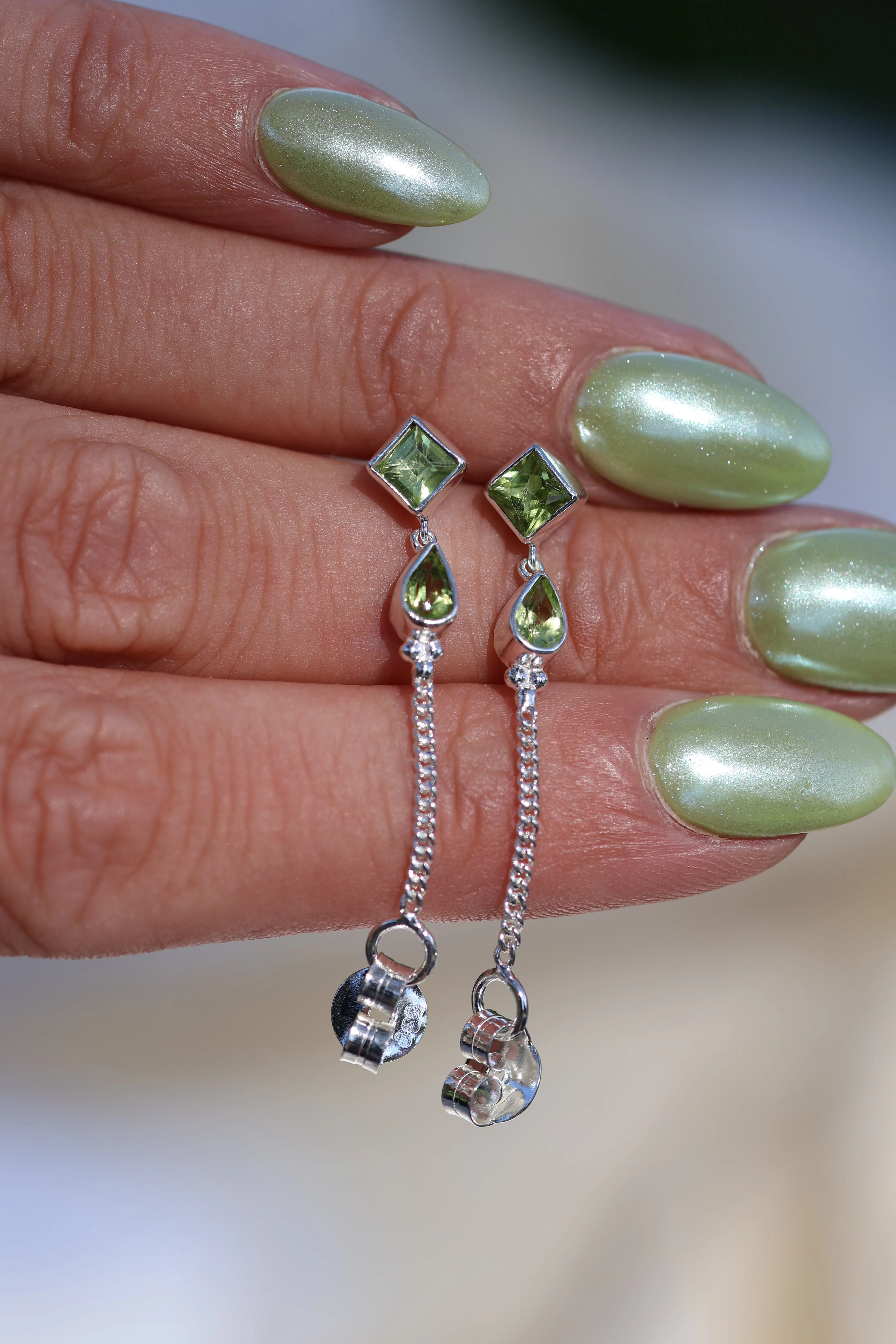 Kalani Sterling Silver Peridot Studs Earrings