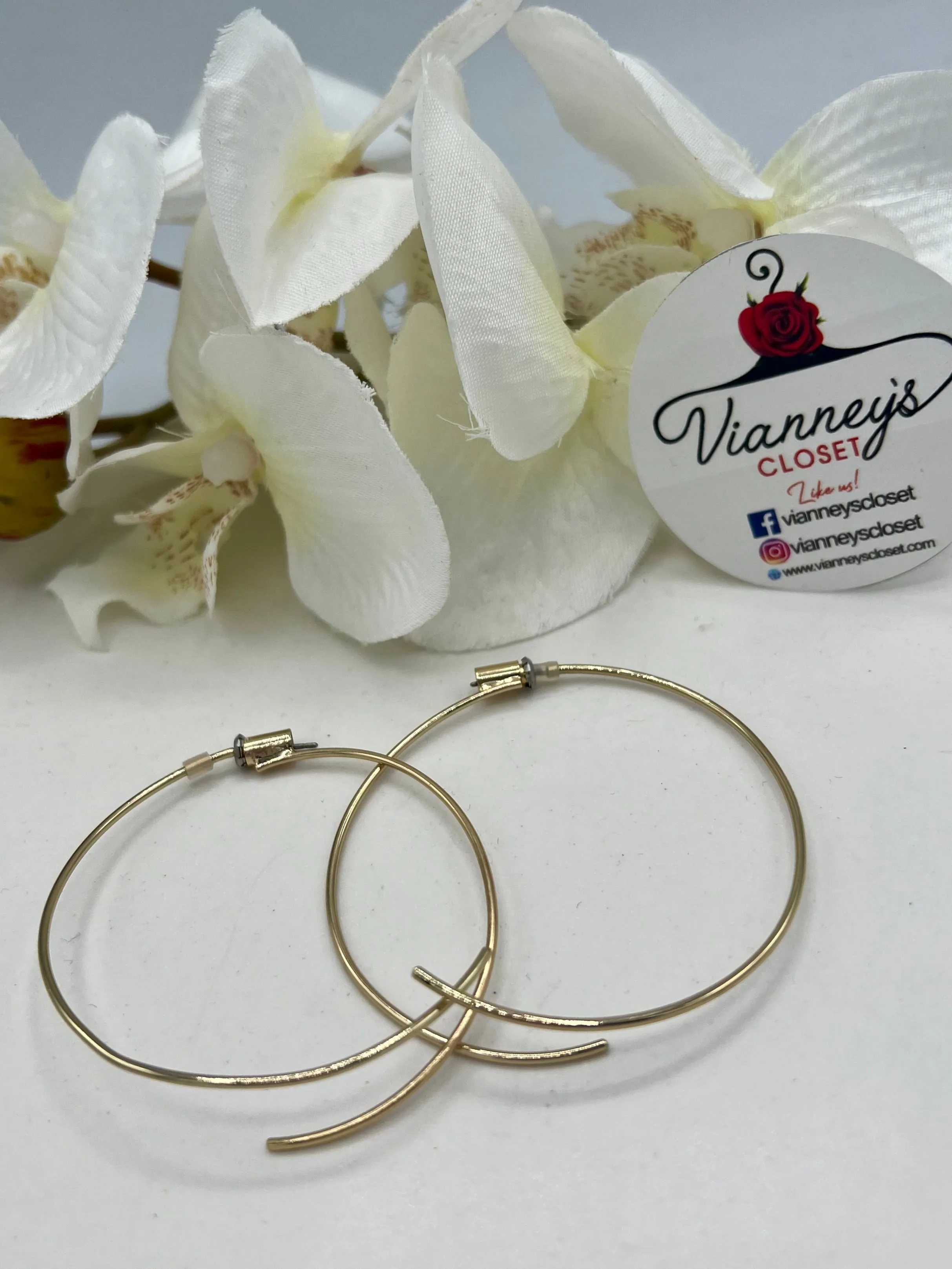 Katherine Gold or Silver Hoops Push Back Earings