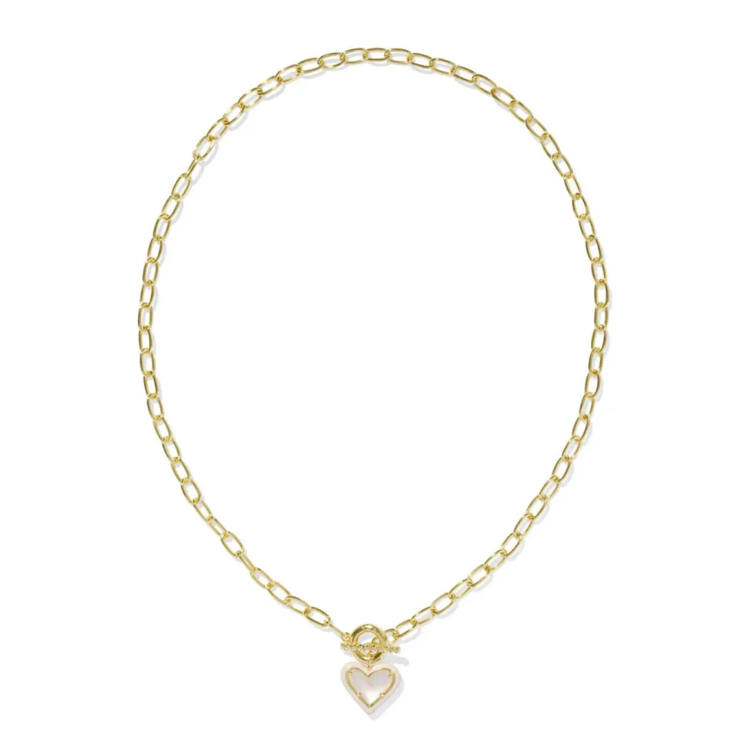 Kendra Scott Ari Heart Enamel Frame Link Necklace - Gold