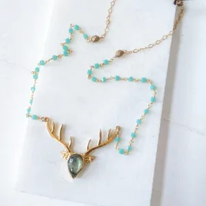 Labradorite Deer Antler Necklaces