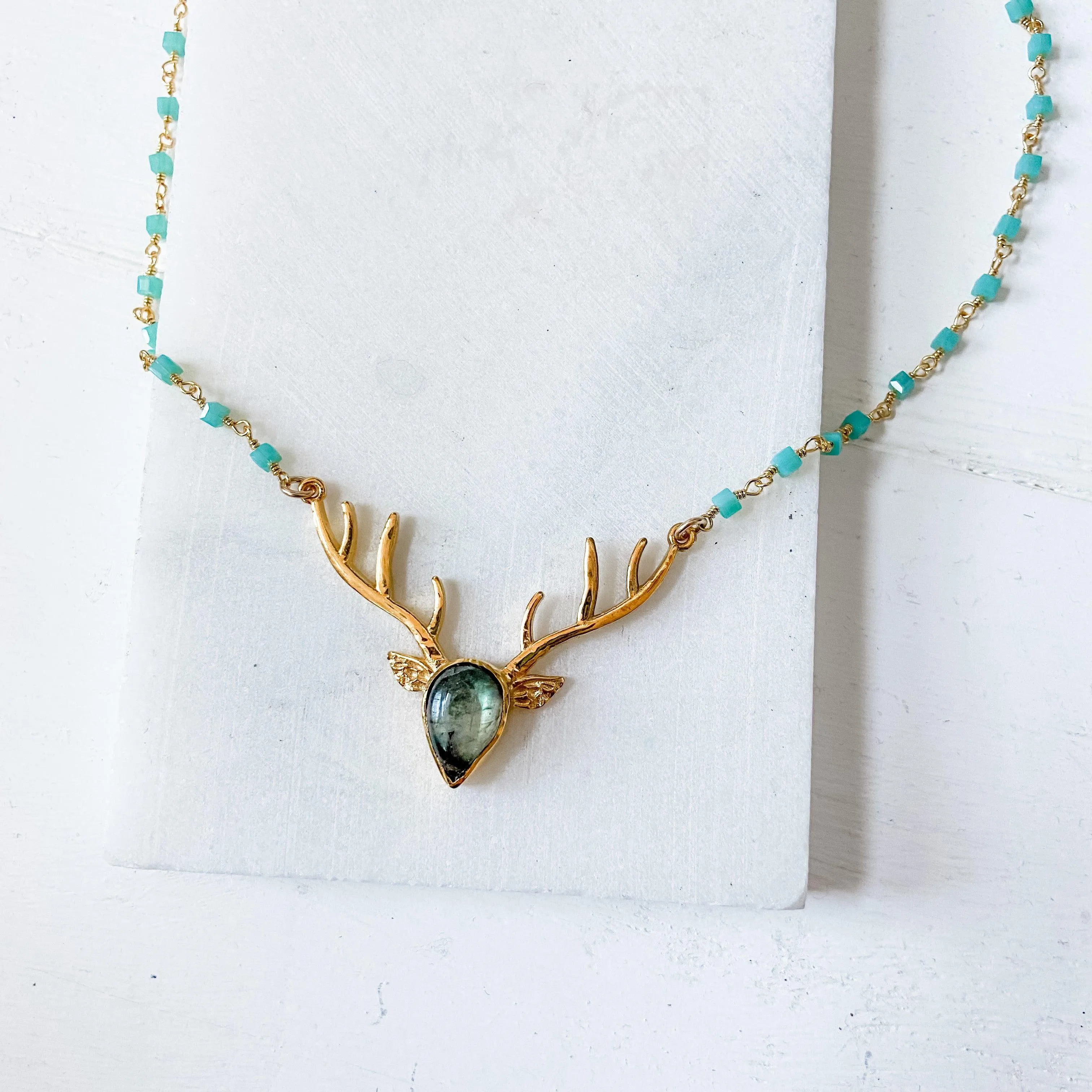 Labradorite Deer Antler Necklaces