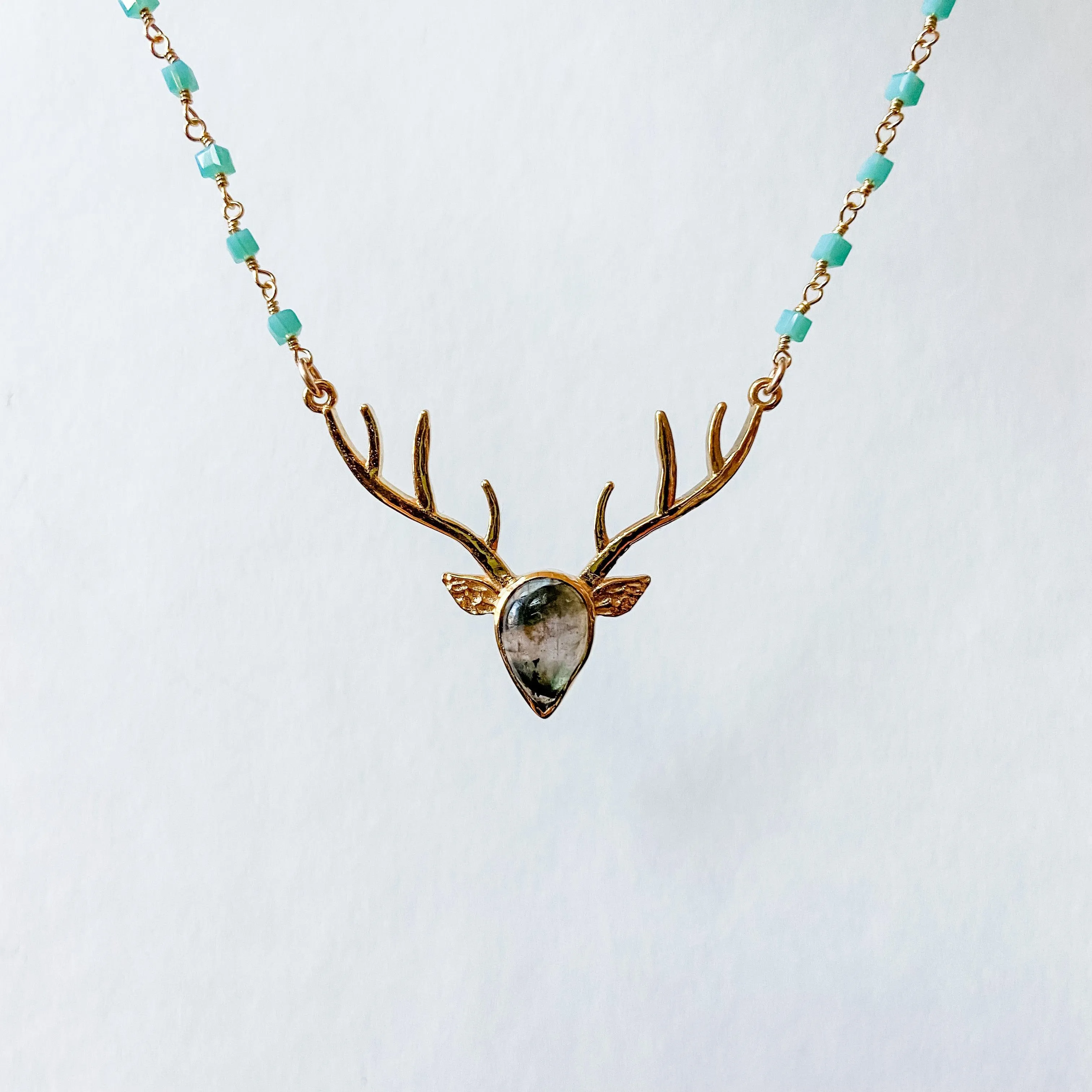 Labradorite Deer Antler Necklaces