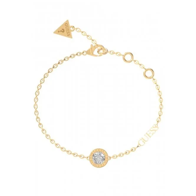 Ladies Gold Plated Clear Charm Bracelet UBB02246YGL