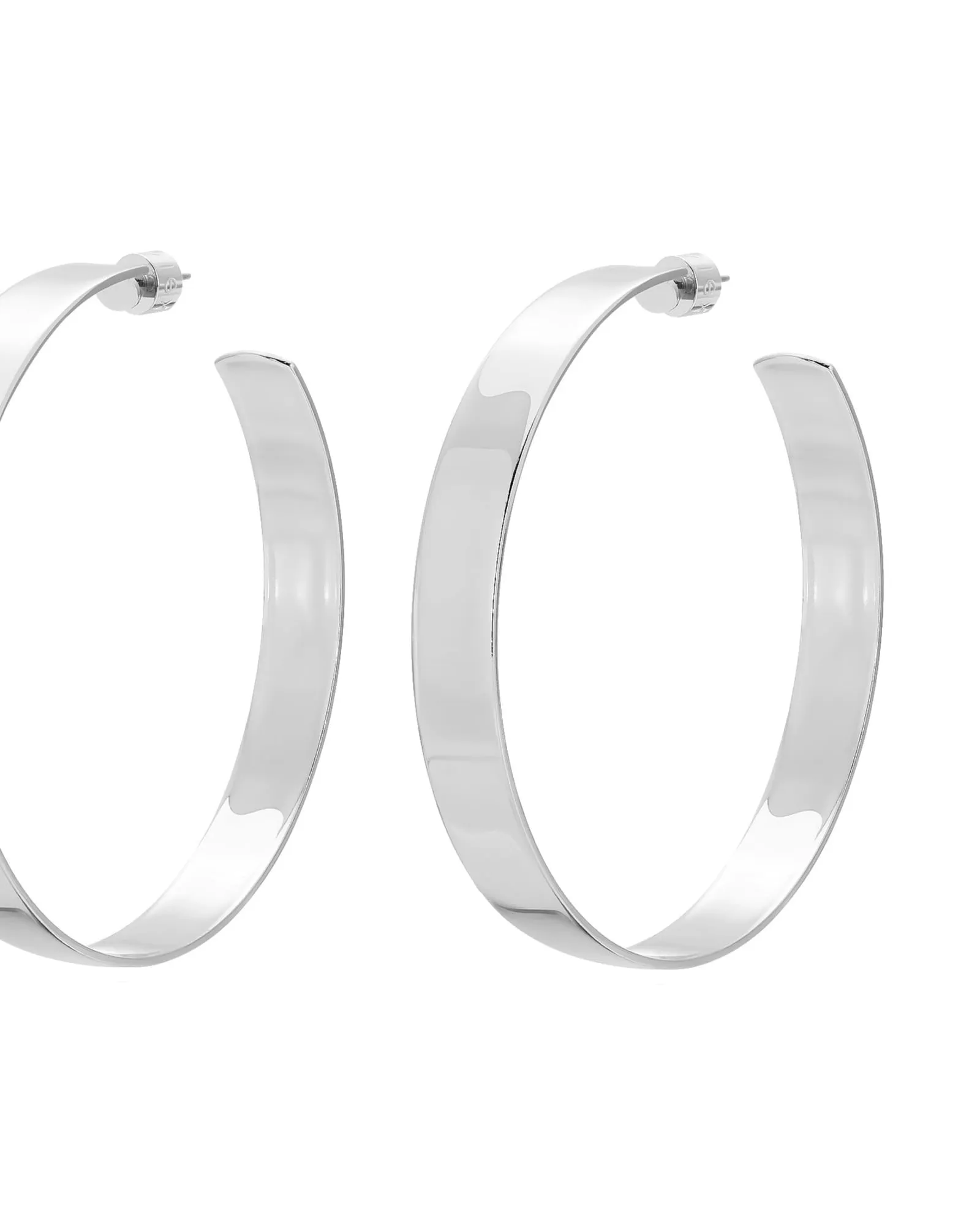 Large Flat Hoops Silver | Silver