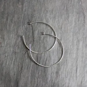 Large Sterling Silver 2" Hammered Hoop Earrings