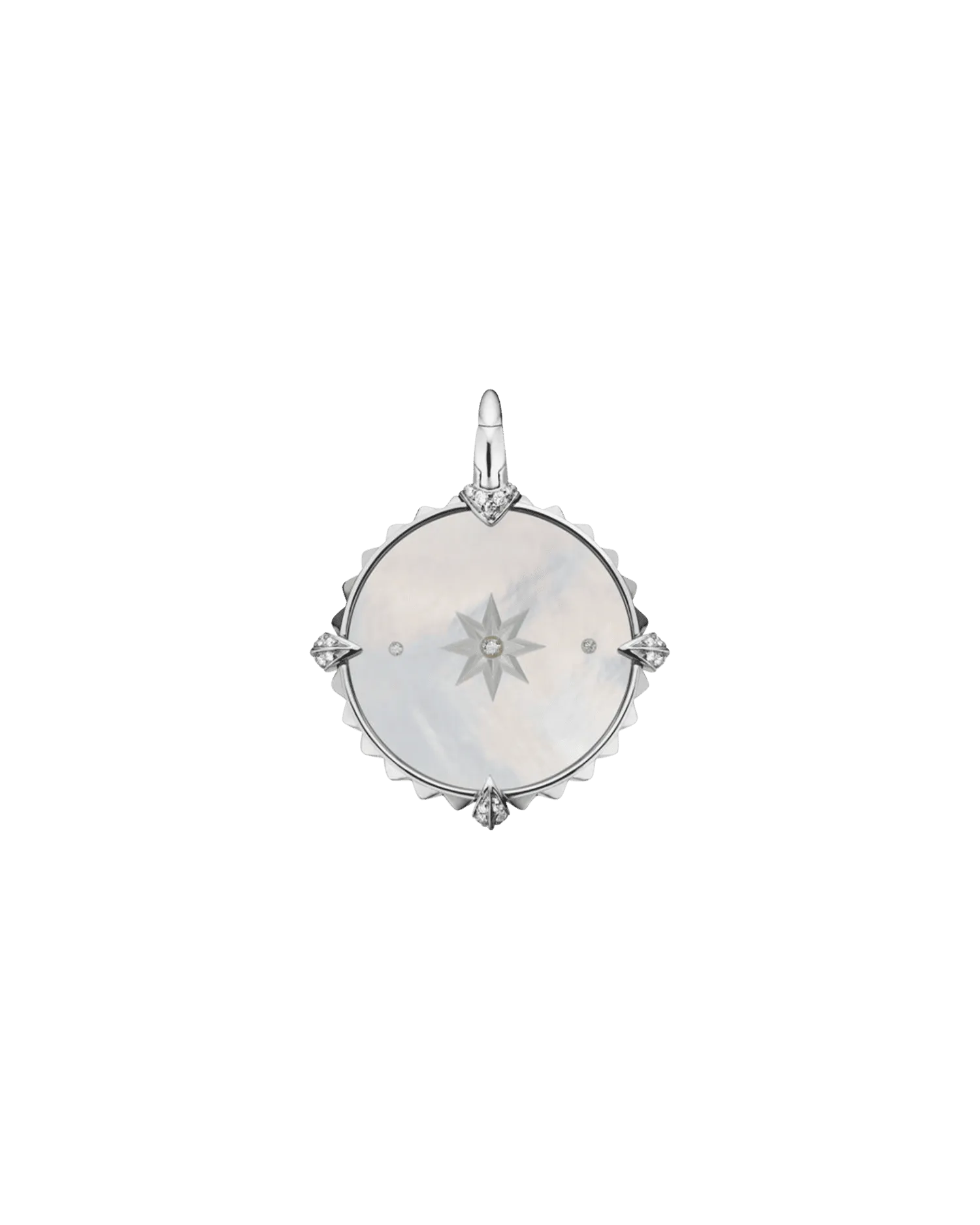 Leo Coin Charm | Mother of Pearl, Diamonds, and White Gold