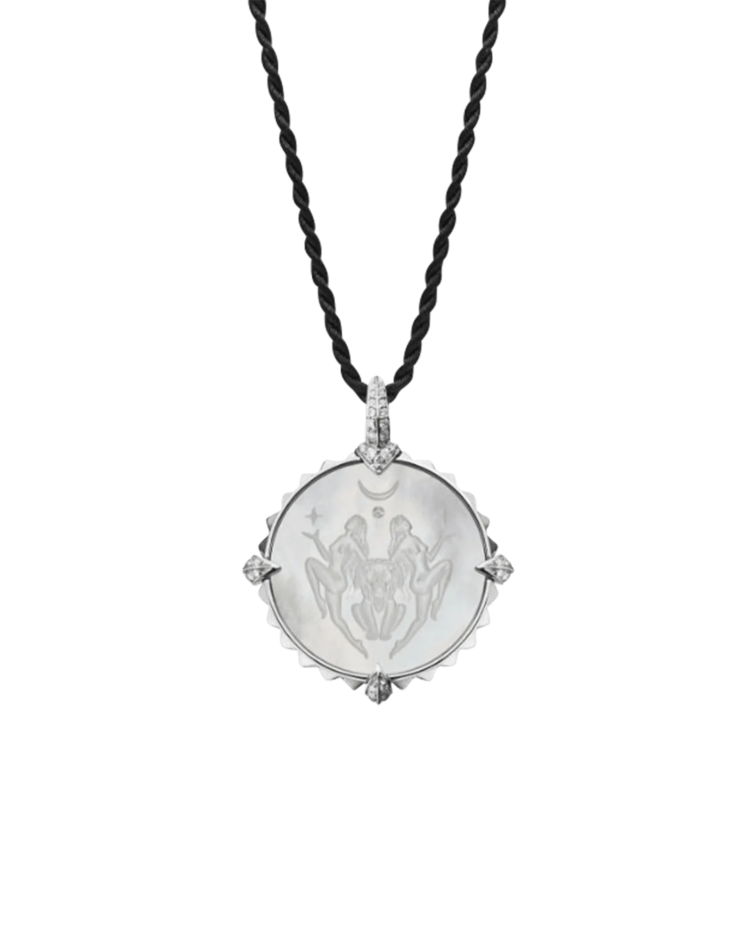 Leo Coin Charm | Mother of Pearl, Diamonds, and White Gold