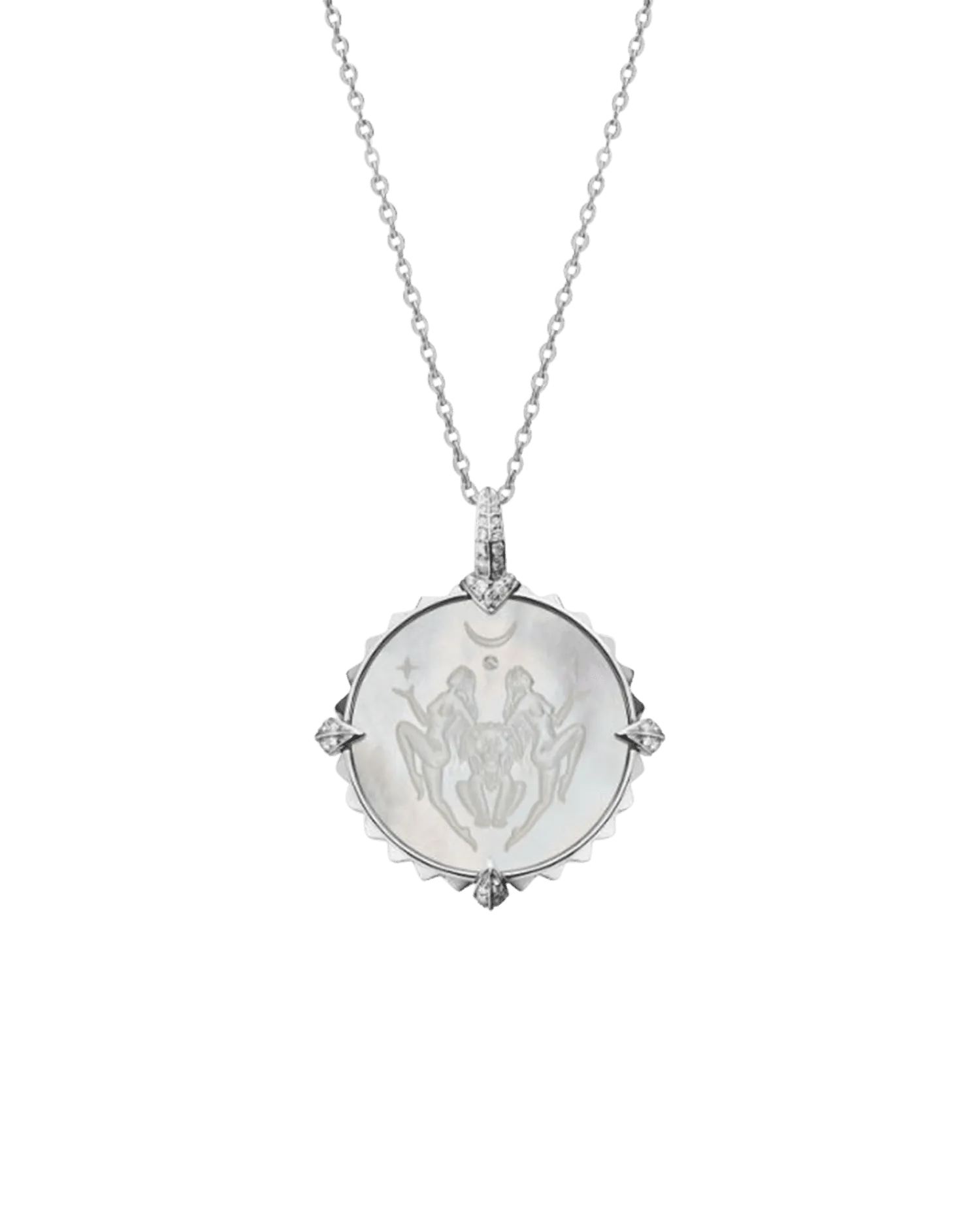 Leo Coin Charm | Mother of Pearl, Diamonds, and White Gold