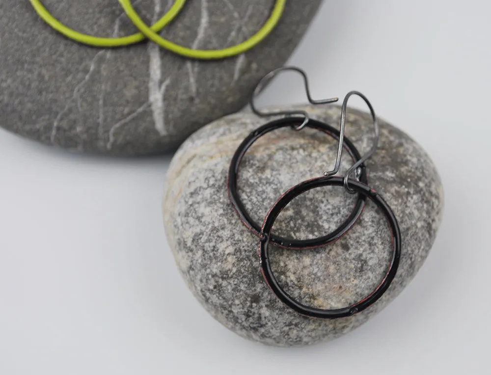 Lime Enameled Hoops Large and Small Sizes